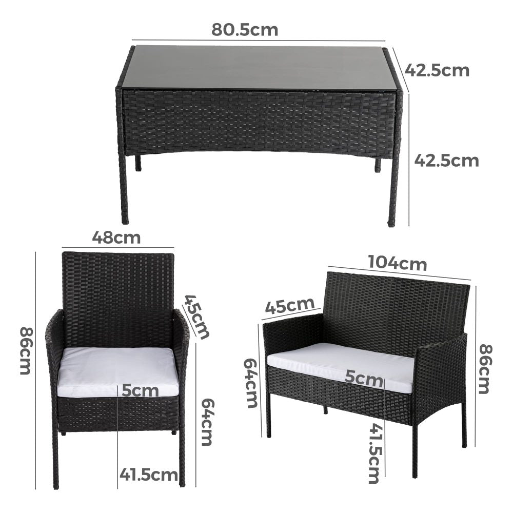 Prahran 4 Seater Wicker Outdoor Lounge Sofa Set